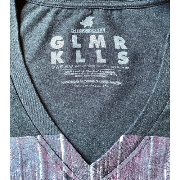 Glamour Kills size Small S Tee Keep Breathing Keep Loving deep v-neck y2k emo - Picture 4 of 6